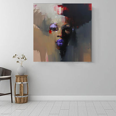 BigProStore Black History Art Beautiful African American Girl Modern African American Art Afrocentric Living Room Ideas BPS92648 16" x 16" x 0.75" Square Canvas