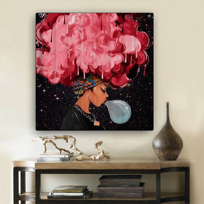 BigProStore Black History Art Beautiful African American Woman African American Framed Wall Art Afrocentric Decorating Ideas BPS31551 24" x 24" x 0.75" Square Canvas