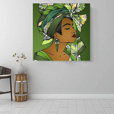 BigProStore Black History Art Beautiful Afro American Girl African American Women Art Afrocentric Home Decor BPS25689 16" x 16" x 0.75" Square Canvas