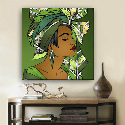 BigProStore Black History Art Beautiful Afro American Girl African American Women Art Afrocentric Home Decor BPS25689 24" x 24" x 0.75" Square Canvas