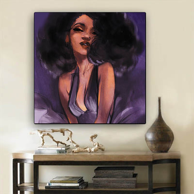 BigProStore Black History Art Beautiful Afro American Woman Black History Wall Art Afrocentric Home Decor BPS62203 12" x 12" x 0.75" Square Canvas