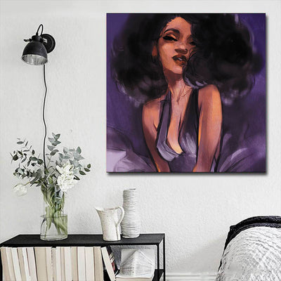 BigProStore Black History Art Beautiful Afro American Woman Black History Wall Art Afrocentric Home Decor BPS62203 16" x 16" x 0.75" Square Canvas