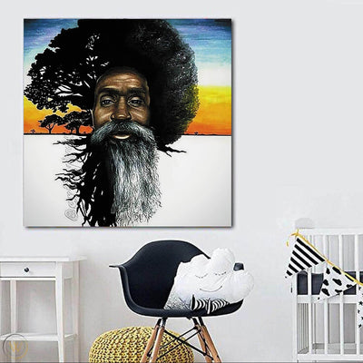 BigProStore Black History Art Beautiful Afro Girl Modern Black Art Afrocentric Home Decor BPS73866 24" x 24" x 0.75" Square Canvas