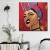 BigProStore Black History Art Beautiful Black Afro Lady Modern Black Art Afrocentric Home Decor Ideas BPS66979 16" x 16" x 0.75" Square Canvas