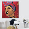 BigProStore Black History Art Beautiful Black Afro Lady Modern Black Art Afrocentric Home Decor Ideas BPS66979 24" x 24" x 0.75" Square Canvas
