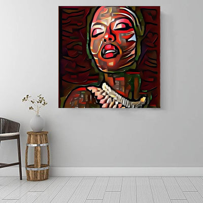 BigProStore Black History Art Beautiful Black American Girl African American Artwork On Canvas Afrocentric Living Room Ideas BPS96437 16" x 16" x 0.75" Square Canvas