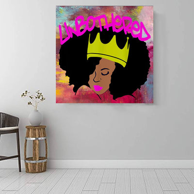 BigProStore Black History Art Beautiful Black American Girl African American Black Art Afrocentric Home Decor Ideas BPS97112 16" x 16" x 0.75" Square Canvas