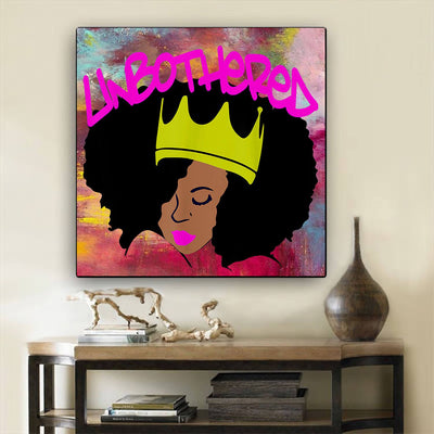 BigProStore Black History Art Beautiful Black American Girl African American Black Art Afrocentric Home Decor Ideas BPS97112 24" x 24" x 0.75" Square Canvas