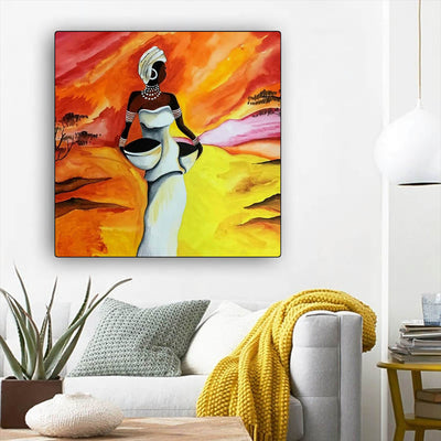 BigProStore Black History Art Beautiful Girl With Afro Modern Black Art Afrocentric Home Decor BPS31869 12" x 12" x 0.75" Square Canvas