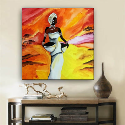 BigProStore Black History Art Beautiful Girl With Afro Modern Black Art Afrocentric Home Decor BPS31869 24" x 24" x 0.75" Square Canvas