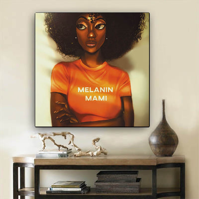 BigProStore Black History Art Cute African American Girl African Canvas Afrocentric Home Decor Ideas BPS70995 12" x 12" x 0.75" Square Canvas