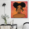 BigProStore Black History Art Cute African American Girl Black History Canvas Art Afrocentric Decor BPS94925 16" x 16" x 0.75" Square Canvas