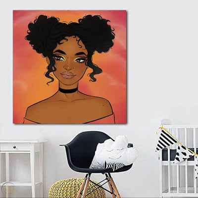 BigProStore Black History Art Cute African American Girl Black History Canvas Art Afrocentric Decor BPS94925 24" x 24" x 0.75" Square Canvas