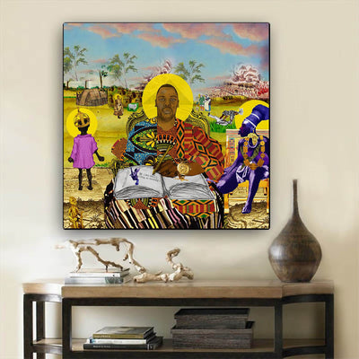 BigProStore Black History Art Cute African American Girl Framed African Wall Art Afrocentric Decor BPS36119 24" x 24" x 0.75" Square Canvas