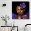 BigProStore Black History Art Cute African American Woman Modern Black Art Afrocentric Decorating Ideas BPS77749 16" x 16" x 0.75" Square Canvas