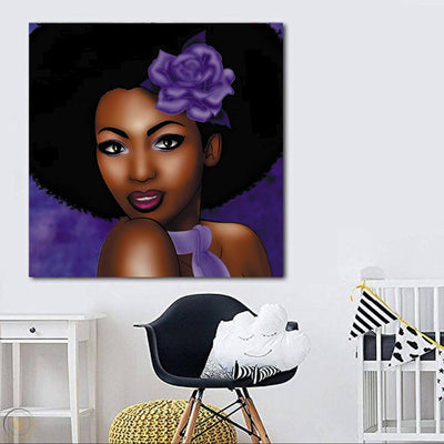 BigProStore Black History Art Cute African American Woman Modern Black Art Afrocentric Decorating Ideas BPS77749 24" x 24" x 0.75" Square Canvas