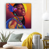 BigProStore Black History Art Cute Afro American Girl African American Women Art Afrocentric Decor BPS47383 12" x 12" x 0.75" Square Canvas