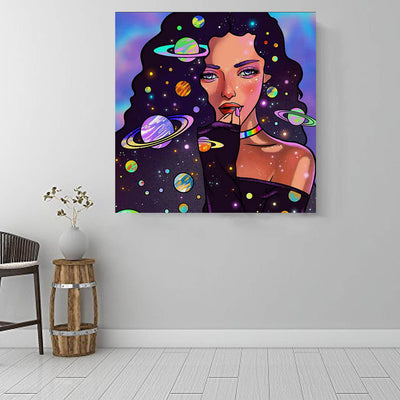 BigProStore Black History Art Cute Afro American Girl African American Women Art Afrocentric Living Room Ideas BPS69187 16" x 16" x 0.75" Square Canvas