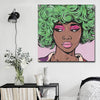 BigProStore Black History Art Cute Black Afro Girls African American Framed Art Afrocentric Wall Decor BPS40340 16" x 16" x 0.75" Square Canvas