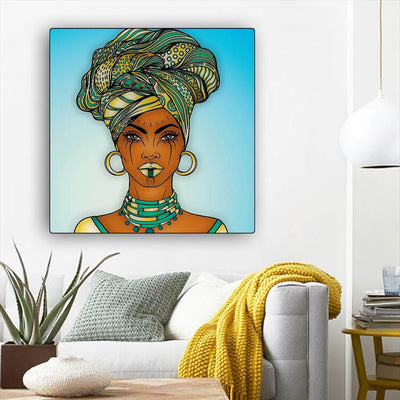 BigProStore Black History Art Cute Black Afro Girls Modern African American Art Afrocentric Home Decor Ideas BPS76537 12" x 12" x 0.75" Square Canvas