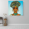 BigProStore Black History Art Cute Black Afro Girls Modern African American Art Afrocentric Home Decor Ideas BPS76537 16" x 16" x 0.75" Square Canvas