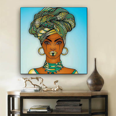 BigProStore Black History Art Cute Black Afro Girls Modern African American Art Afrocentric Home Decor Ideas BPS76537 24" x 24" x 0.75" Square Canvas
