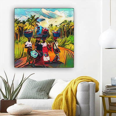 BigProStore Black History Art Cute Black American Woman African American Wall Art And Decor Afrocentric Home Decor Ideas BPS22818 12" x 12" x 0.75" Square Canvas