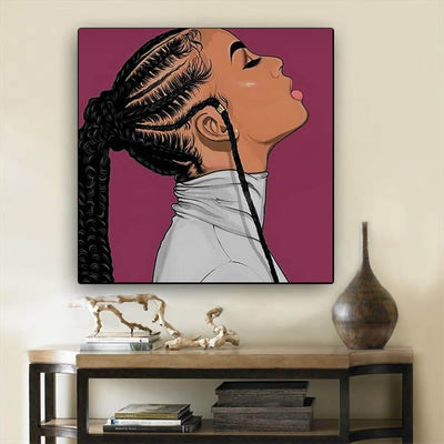 BigProStore Black History Art Cute Girl With Afro African American Framed Wall Art Afrocentric Home Decor Ideas BPS50596 12" x 12" x 0.75" Square Canvas
