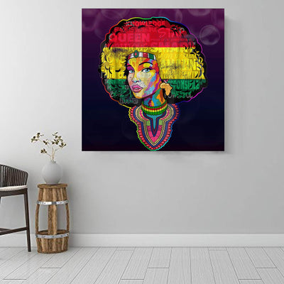 BigProStore Black History Art Cute Girl With Afro African American Women Art Afrocentric Wall Decor BPS56634 16" x 16" x 0.75" Square Canvas