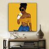 BigProStore Black History Art Cute Melanin Girl African Black Art Afrocentric Decor BPS18312 12" x 12" x 0.75" Square Canvas