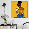 BigProStore Black History Art Cute Melanin Girl African Black Art Afrocentric Decor BPS18312 16" x 16" x 0.75" Square Canvas