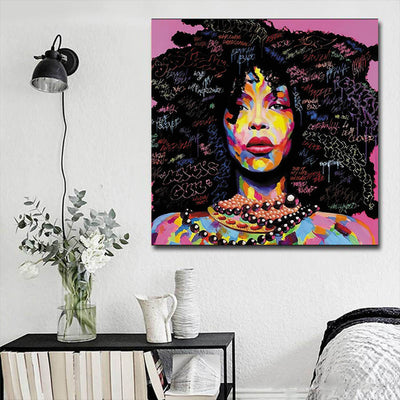 BigProStore Black History Art Cute Melanin Poppin Girl Modern Black Art Afrocentric Decor BPS94956 16" x 16" x 0.75" Square Canvas