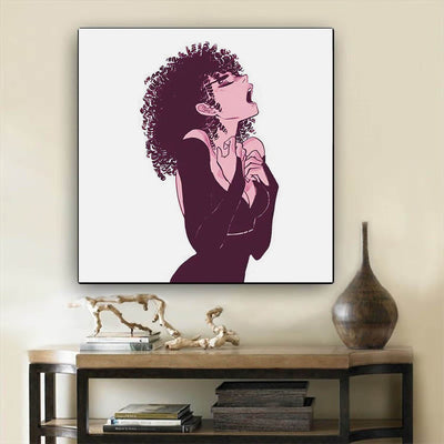 BigProStore Black History Art Pretty African American Female African American Prints Afrocentric Decor BPS53271 12" x 12" x 0.75" Square Canvas