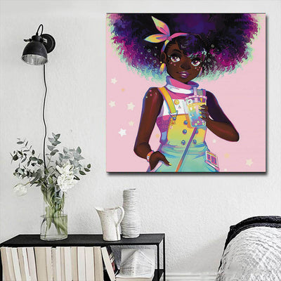 BigProStore Black History Art Pretty Afro American Woman African American Art Prints Afrocentric Home Decor BPS42648 16" x 16" x 0.75" Square Canvas