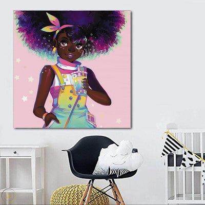 BigProStore Black History Art Pretty Afro American Woman African American Art Prints Afrocentric Home Decor BPS42648 24" x 24" x 0.75" Square Canvas