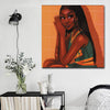 BigProStore Black History Art Pretty Afro American Woman Afro American Art Afrocentric Decorating Ideas BPS51939 16" x 16" x 0.75" Square Canvas