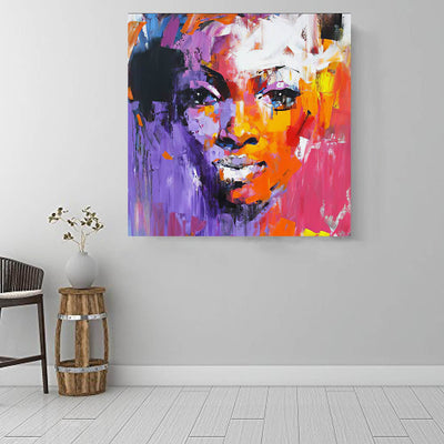 BigProStore Black History Art Pretty Black American Woman African American Prints Afrocentric Living Room Ideas BPS88011 16" x 16" x 0.75" Square Canvas