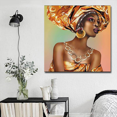 BigProStore Black History Art Pretty Black American Woman Framed African Wall Art Afrocentric Home Decor BPS72614 16" x 16" x 0.75" Square Canvas