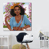 BigProStore Black History Art Pretty Black American Woman Modern Black Art Afrocentric Decorating Ideas BPS24023 24" x 24" x 0.75" Square Canvas
