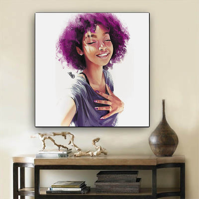 BigProStore Black History Art Pretty Melanin Girl African American Women Art Afrocentric Home Decor BPS16110 12" x 12" x 0.75" Square Canvas