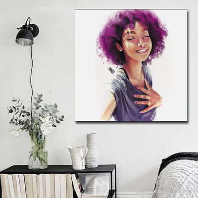 BigProStore Black History Art Pretty Melanin Girl African American Women Art Afrocentric Home Decor BPS16110 16" x 16" x 0.75" Square Canvas