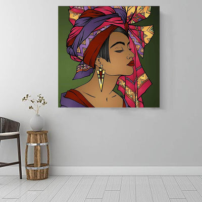 BigProStore Black History Art Pretty Melanin Girl Afrocentric Wall Art Afrocentric Decor BPS62934 16" x 16" x 0.75" Square Canvas