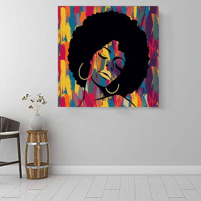 BigProStore Black History Art Pretty Melanin Girl Black History Wall Art Afrocentric Decor BPS62657 16" x 16" x 0.75" Square Canvas