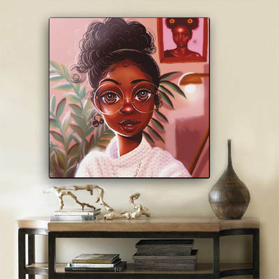 BigProStore Black History Art Pretty Melanin Poppin Girl African Black Art Afrocentric Living Room Ideas BPS16285 12" x 12" x 0.75" Square Canvas