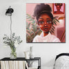 BigProStore Black History Art Pretty Melanin Poppin Girl African Black Art Afrocentric Living Room Ideas BPS16285 16" x 16" x 0.75" Square Canvas