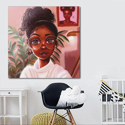 BigProStore Black History Art Pretty Melanin Poppin Girl African Black Art Afrocentric Living Room Ideas BPS16285 24" x 24" x 0.75" Square Canvas