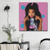 BigProStore Black History Art Pretty Melanin Poppin Girl Framed African Wall Art Afrocentric Wall Decor BPS46119 16" x 16" x 0.75" Square Canvas