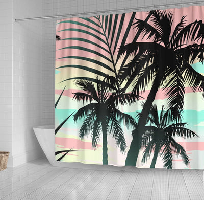 BigProStore Shower Curtain Decor Black Palms At Sunset Shower Curtain Bathroom Decor Hawaii Shower Curtain