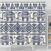 BigProStore Elephant Shower Curtains Blue Ethnic Elephant Pattern Bathroom Wall Decor Ideas Shower Curtain / Small (165x180cm | 65x72in) Shower Curtain