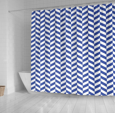 BigProStore Bathroom Curtain Blue Herringbone Pattern Design Shower Curtain Bathroom Herringbone Shower Curtain / Small (165x180cm | 65x72in) Herringbone Shower Curtain